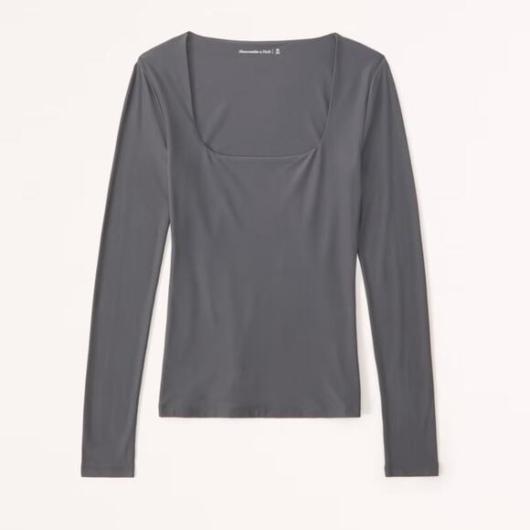 Abercrombie Gray Long Sleeve Soft Matte Seamless Top - Picture 1 of 6